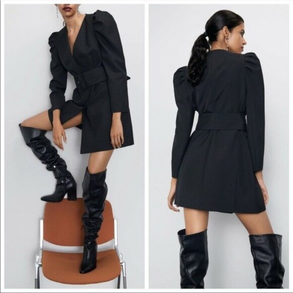 Zara Blazer mini dress size Small Black - Picture 4 of 16